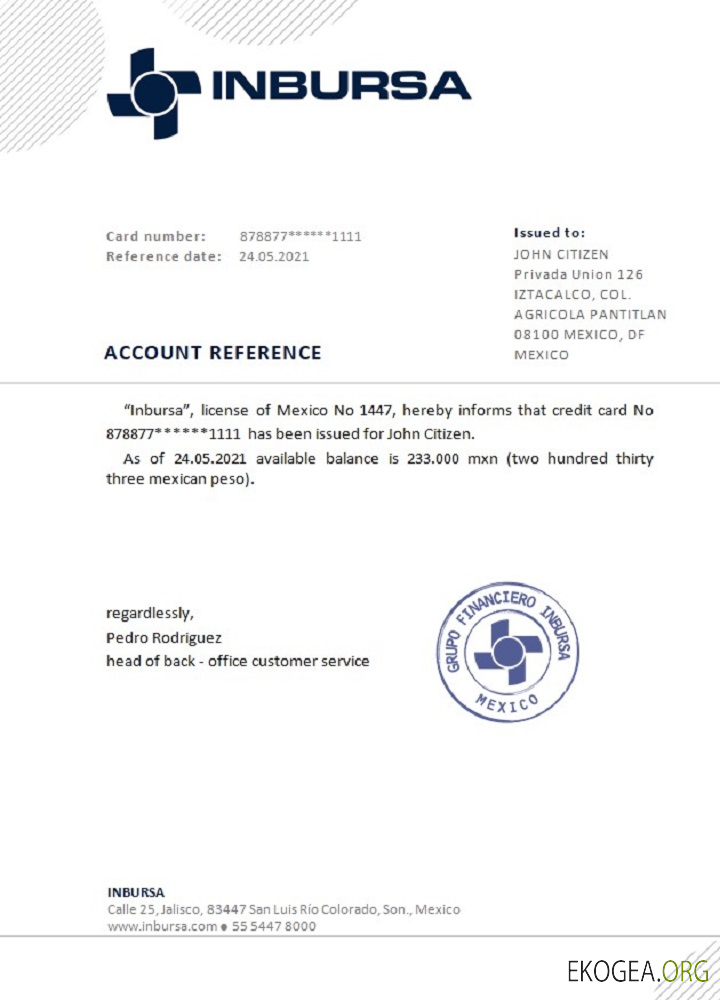 Mexique , Inbursa Bank , reference